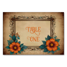 Elegante Vintage Blumenhochzeit Tischnummer