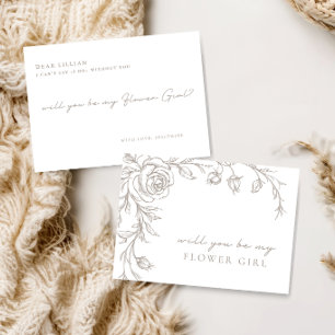 Elegante Vintage Blumenmädchen-Anfragekarte Einladung