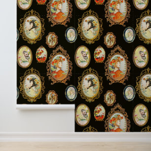 Elegante Vintage-Blumenmädchen auf Schwarz Tapete