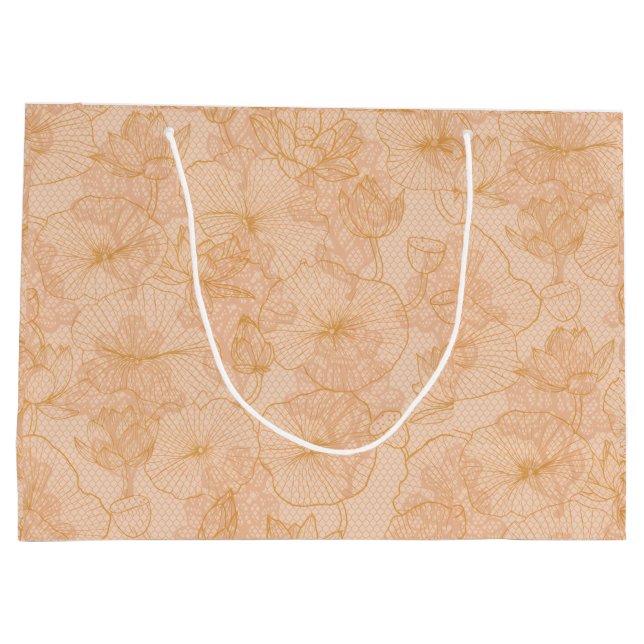 Elegante Vintage-Blumenmuster Große Geschenktüte (Rückseite)