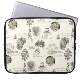 Elegante Vintage Blumenmusterlaptophülse Laptopschutzhülle