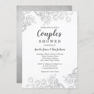 Elegante Vintage Blumenpaare Dusche Einladung