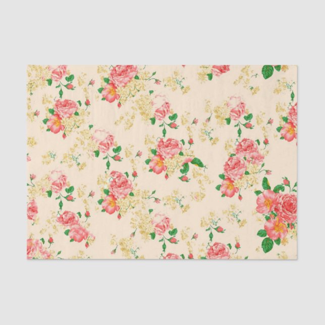 Elegante Vintage BlumenRose Seidenpapier (Vorderseite)