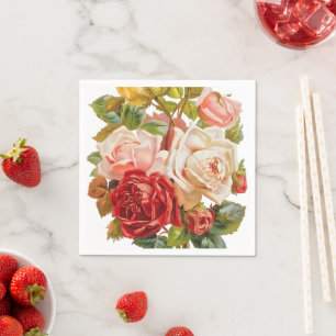 elegante Vintage BlumenRosen-Partyservietten Serviette