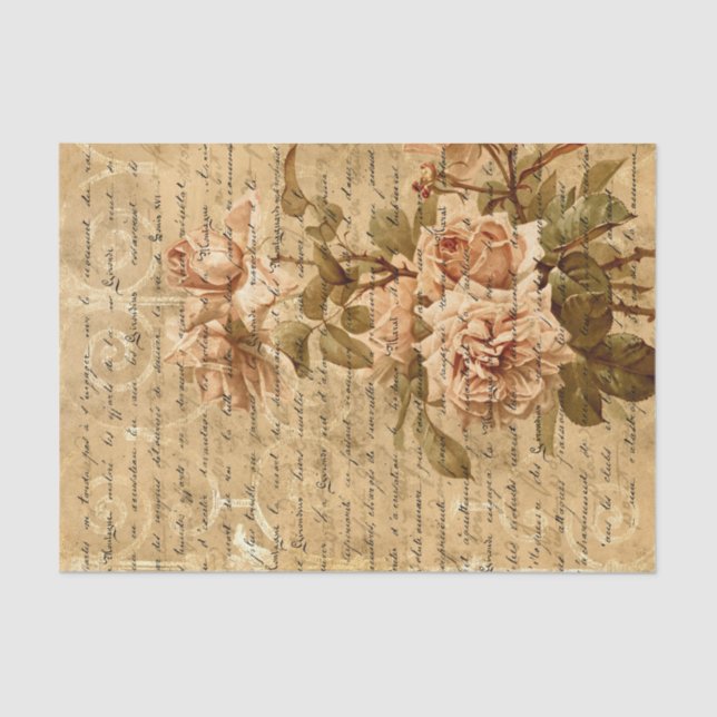 Elegante Vintage Blumenschrift Seidenpapier (Vorderseite)