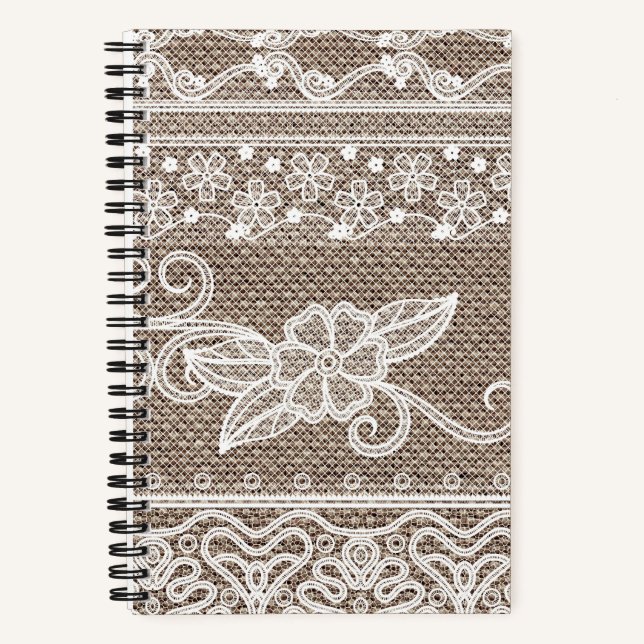 Elegante Vintage Blumenspitze Notizbuch (Vorderseite)