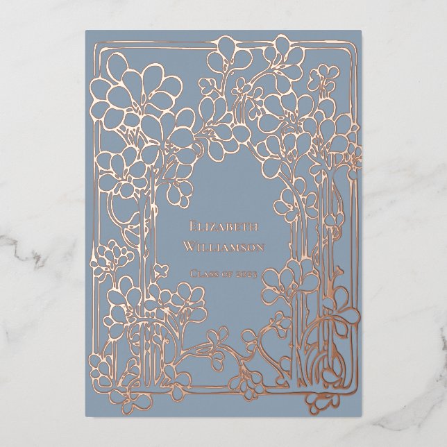 Elegante Vintage Blumenstudium Folieneinladung (Vorderseite)