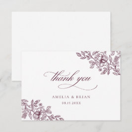 Elegante Vintage Blumenzellenschrift Dankeskarte