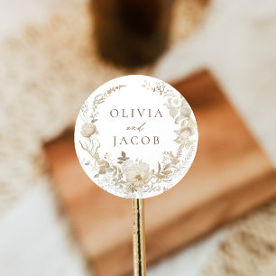 Elegante Vintage Blumenzeremonie Runder Aufkleber
