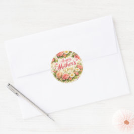 Elegante vintage-blumige Muttertagsumschlag Runder Aufkleber