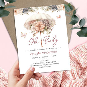 Elegante Vintage Blütendusche Einladung