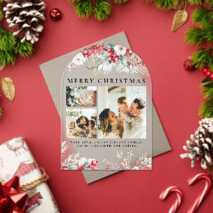 Elegante Vintage-Bogen-Botanik-Rote-Weihnachtskart Acryleinladungen