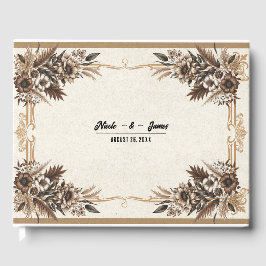 Elegante Vintage Bohemische Blumenhochzeit Gästebuch