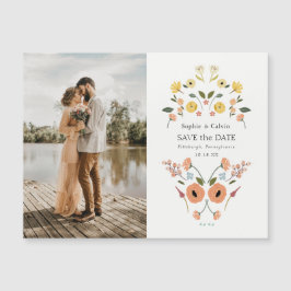 Elegante Vintage Boho Bloral Wedding Save the Date Magnetkarte
