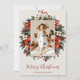 Elegante Vintage-Botanik-Foto-Weihnachtskarte Feiertagskarte