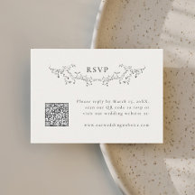 Elegante Vintage-Botanik-QR-Code-Hochzeits-RSVP