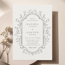 Elegante Vintage-Botanik-Rahmen Elfenbein-Hochzeit