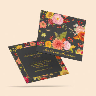 Elegante Vintage-Botanik-Wildblumen Bunt Quadratische Visitenkarte