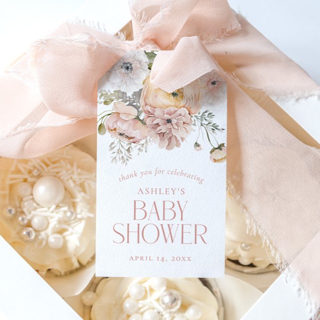 Elegante Vintage botanische Babydusche Gefallen Geschenkanhänger (Von Creator hochgeladen)
