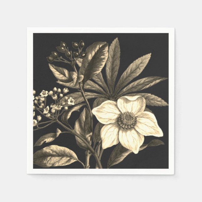 Elegante Vintage botanische Beige Weihnachtsfeier  Serviette (Vorderseite)