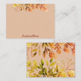Elegante Vintage botanische Blätter mit Namen Mitteilungskarte