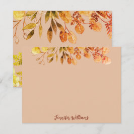 Elegante Vintage botanische Blätter mit Namen Mitteilungskarte