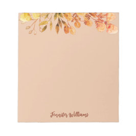 Elegante Vintage botanische Blätter mit Namen Notizblock