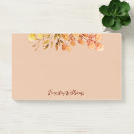 Elegante Vintage botanische Blätter mit Namen Post-it Klebezettel