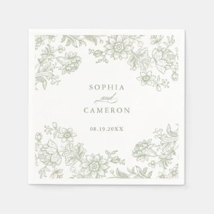 Elegante Vintage botanische Grüne Hochzeit Serviette