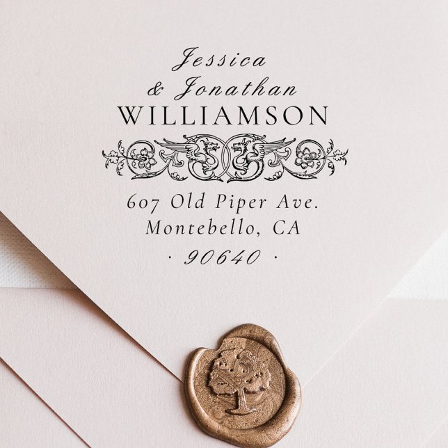 Elegante Vintage botanische Hochzeitsstimmung Rück Permastempel (Von Creator hochgeladen)