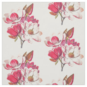 Elegante Vintage botanische Magnolia Blume Stoff