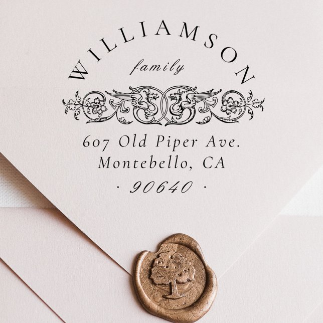 Elegante Vintage botanische Rücksendeadresse Permastempel (Von Creator hochgeladen)