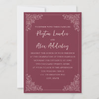Elegante Vintage-Burgunder-Beeren-Hochzeitseinladu