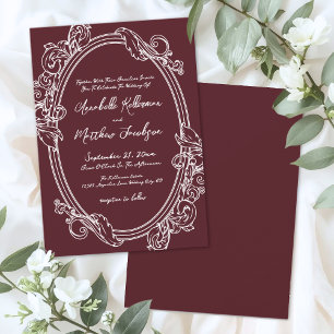 Elegante Vintage Burgunder Hochzeit Einladung
