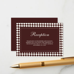 Elegante Vintage-Burgunder-Hochzeitsempfang Begleitkarte