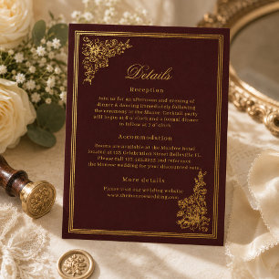 Elegante Vintage-Burgunder-Regency-Hochzeits-RSVP- Folie Einladungspostkarte