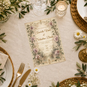 Elegante Vintage-Calla-Lilien-Hochzeit Einladung