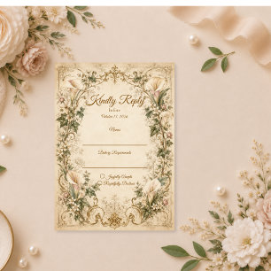 Elegante Vintage-Calla-Lily-Hochzeit RSVP Karte