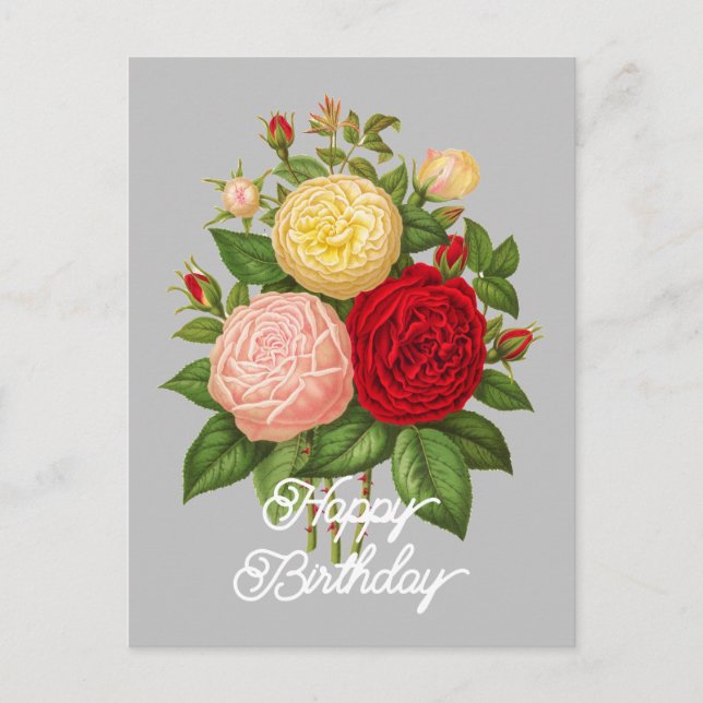 Elegante Vintage Céline Forestier Rose Geburtstag Postkarte (Vorderseite)