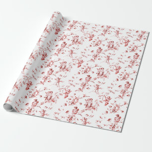 Elegante Vintage Cherub Angels Blume Rote Bahn Geschenkpapier