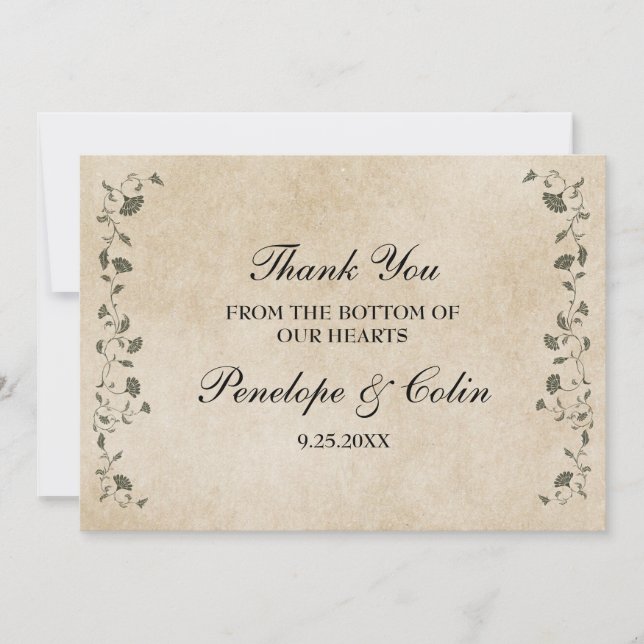 Elegante Vintage Chic Library Buchdecke Hochzeit Dankeskarte (Vorderseite)