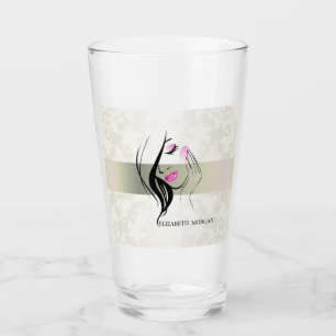 Elegante Vintage-,Chic-,Spitzen-,Mädchensilhouette Glas