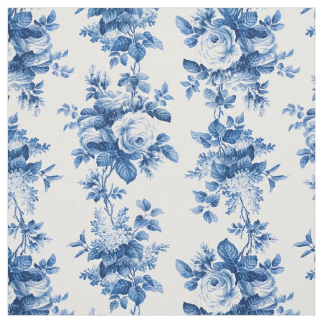 Elegante Vintage China Blaue Rose Stoff (Muster)