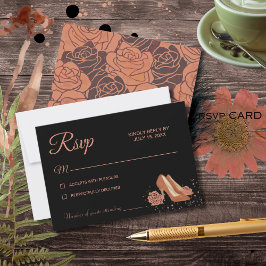 Elegante Vintage Copper Rose Quinceañera RSVP Card Karte