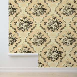 Elegante Vintage Creme Beige Rose Tapete