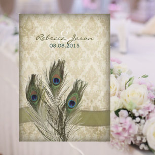 elegante vintage creme-damask-pfau-hochzeit einladung