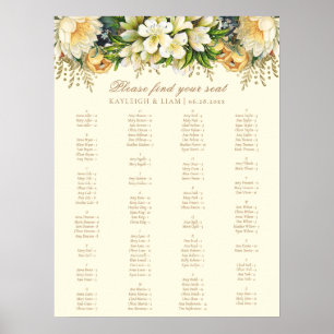 Elegante Vintage Creme Floral Wedding Chart Poster