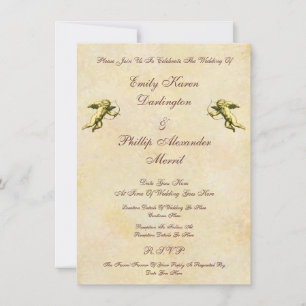 Elegante Vintage-Cupido- und Cherubim-Hochzeit Einladung