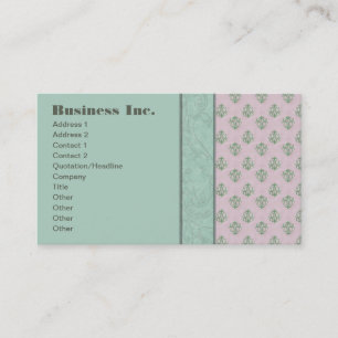 Elegante Vintage-Damask-Blau und Rosa Visitenkarte