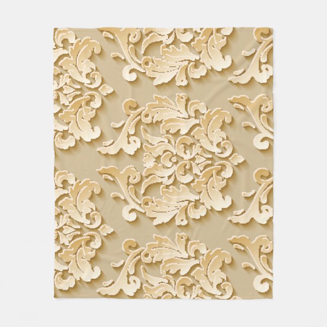Elegante Vintage Damask Muster Textur Fleecedecke (Vorderseite)
